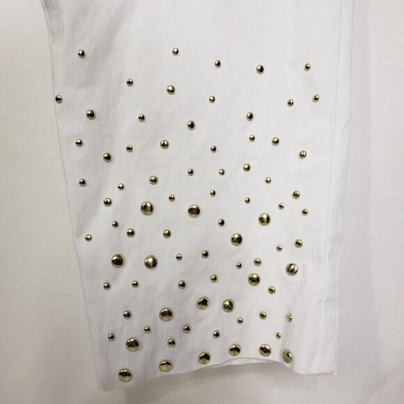 JM Collection Women Pants Petite Large PL Ankle Skinny Pull On Embellished White - Picture 7 of 11